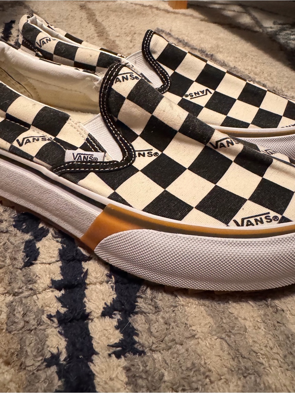 Vans Slip-On Checkerboard Sneakers - Black/White